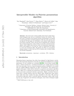 Interpretable Models via Pairwise permutations algorithm