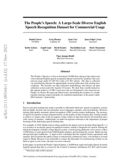 The People's Speech: A Large-Scale Diverse English Speech Recognition
  Dataset for Commercial Usage