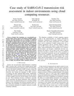 Case study of SARS-CoV-2 transmission risk assessment in indoor
  environments using cloud computing resources