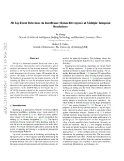 3D Lip Event Detection via Interframe Motion Divergence at Multiple
  Temporal Resolutions