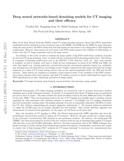 Deep neural networks-based denoising models for CT imaging and their
  efficacy