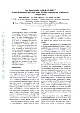 How Emotionally Stable is ALBERT? Testing Robustness with Stochastic
  Weight Averaging on a Sentiment Analysis Task