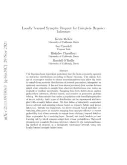 Locally Learned Synaptic Dropout for Complete Bayesian Inference