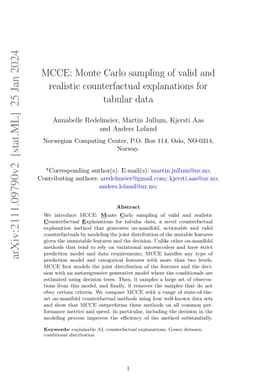 MCCE: Monte Carlo sampling of realistic counterfactual explanations