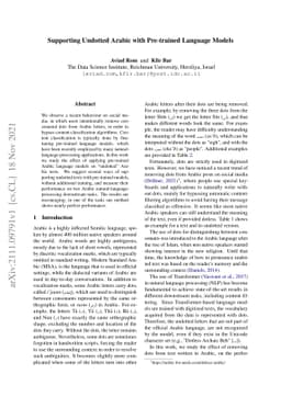 Supporting Undotted Arabic with Pre-trained Language Models