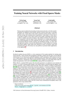 Training Neural Networks with Fixed Sparse Masks