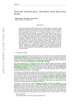 Fooling Adversarial Training with Inducing Noise