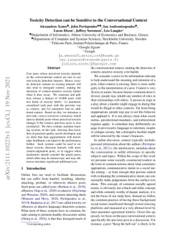 Toxicity Detection can be Sensitive to the Conversational Context