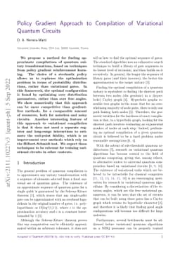 Policy Gradient Approach to Compilation of Variational Quantum Circuits