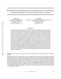 Resilience from Diversity: Population-based approach to harden models
  against adversarial attacks
