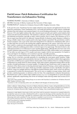PatchCensor: Patch Robustness Certification for Transformers via
  Exhaustive Testing