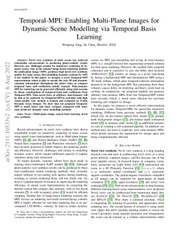 Temporal-MPI: Enabling Multi-Plane Images for Dynamic Scene Modelling
  via Temporal Basis Learning