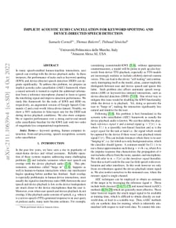 Implicit Acoustic Echo Cancellation for Keyword Spotting and
  Device-Directed Speech Detection