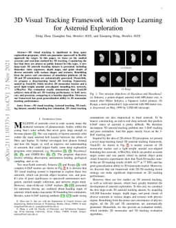 3D Visual Tracking Framework with Deep Learning for Asteroid Exploration