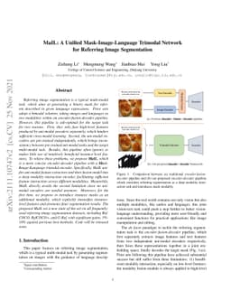 MaIL: A Unified Mask-Image-Language Trimodal Network for Referring Image
  Segmentation
