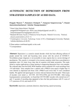 Automatic Detection of Depression from Stratified Samples of Audio Data