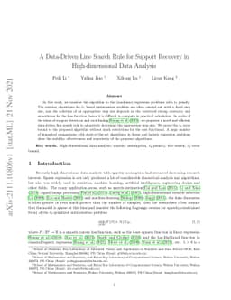 A Data-Driven Line Search Rule for Support Recovery in High-dimensional
  Data Analysis
