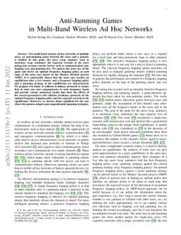 Anti-Jamming Games in Multi-Band Wireless Ad Hoc Networks