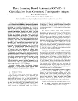 Deep Learning Based Automated COVID-19 Classification from Computed
  Tomography Images