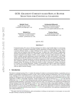 GCR: Gradient Coreset Based Replay Buffer Selection For Continual
  Learning
