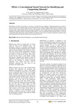 MiNet: A Convolutional Neural Network for Identifying and Categorising
  Minerals