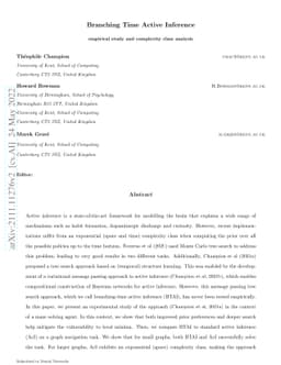 Branching Time Active Inference: empirical study and complexity class
  analysis