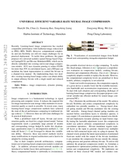 Universal Efficient Variable-rate Neural Image Compression