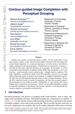 Contour-guided Image Completion with Perceptual Grouping