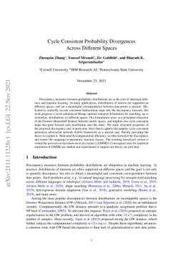 Cycle Consistent Probability Divergences Across Different Spaces