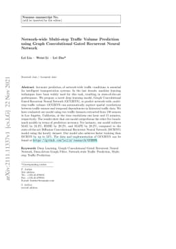 Network-wide Multi-step Traffic Volume Prediction using Graph
  Convolutional Gated Recurrent Neural Network