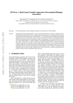 DLVGen: A Dual Latent Variable Approach to Personalized Dialogue
  Generation