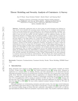 Threat Modeling and Security Analysis of Containers: A Survey