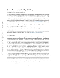 Camera Measurement of Physiological Vital Signs