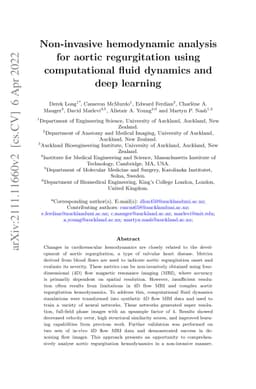 Non-invasive hemodynamic analysis for aortic regurgitation using
  computational fluid dynamics and deep learning