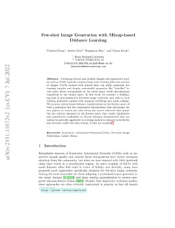 Few-shot Image Generation with Mixup-based Distance Learning