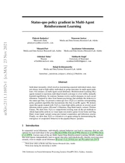 Status-quo policy gradient in Multi-Agent Reinforcement Learning