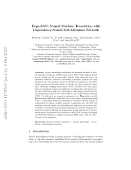 Deps-SAN: Neural Machine Translation with Dependency-Scaled
  Self-Attention Network
