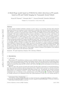 A Multi-Stage model based on YOLOv3 for defect detection in PV panels
  based on IR and Visible Imaging by Unmanned Aerial Vehicle