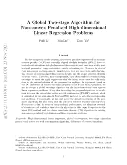 A Global Two-stage Algorithm for Non-convex Penalized High-dimensional
  Linear Regression Problems
