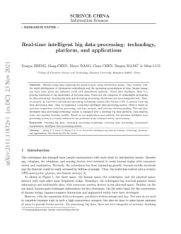 Real-time intelligent big data processing: technology, platform, and
  applications