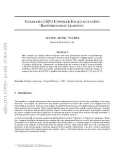 Generating GPU Compiler Heuristics using Reinforcement Learning