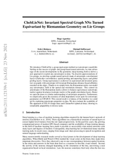 ChebLieNet: Invariant Spectral Graph NNs Turned Equivariant by
  Riemannian Geometry on Lie Groups