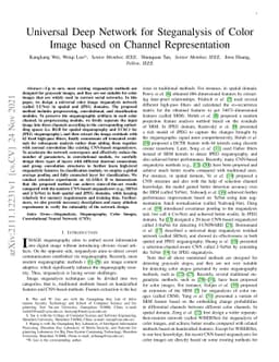 Universal Deep Network for Steganalysis of Color Image based on Channel
  Representation