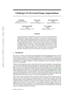 Challenges of Adversarial Image Augmentations