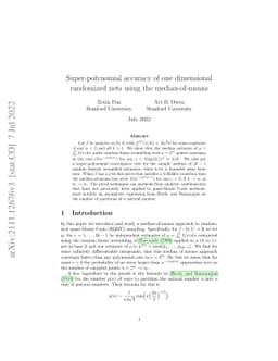 Super-polynomial accuracy of one dimensional randomized nets using the
  median-of-means