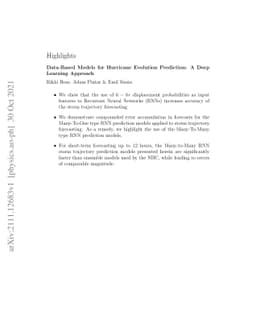 Data-Based Models for Hurricane Evolution Prediction: A Deep Learning
  Approach