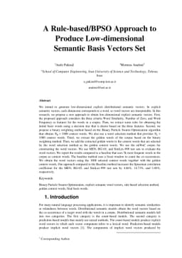 A Rule-based/BPSO Approach to Produce Low-dimensional Semantic Basis
  Vectors Set