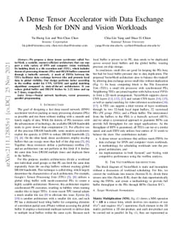 A Dense Tensor Accelerator with Data Exchange Mesh for DNN and Vision
  Workloads