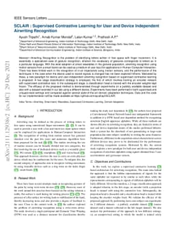 SCLAiR : Supervised Contrastive Learning for User and Device Independent
  Airwriting Recognition
