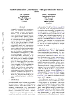 TunBERT: Pretrained Contextualized Text Representation for Tunisian
  Dialect